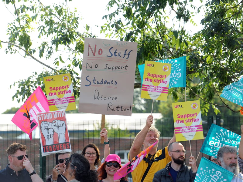 Staff across all three HSDC campuses have gone on strike over devastating job cuts following serious cash flow issues and a financial blackhole. 


Pictured is: Staff at HSDC in Havant.

Picture: Sarah Standing (130625-7876)