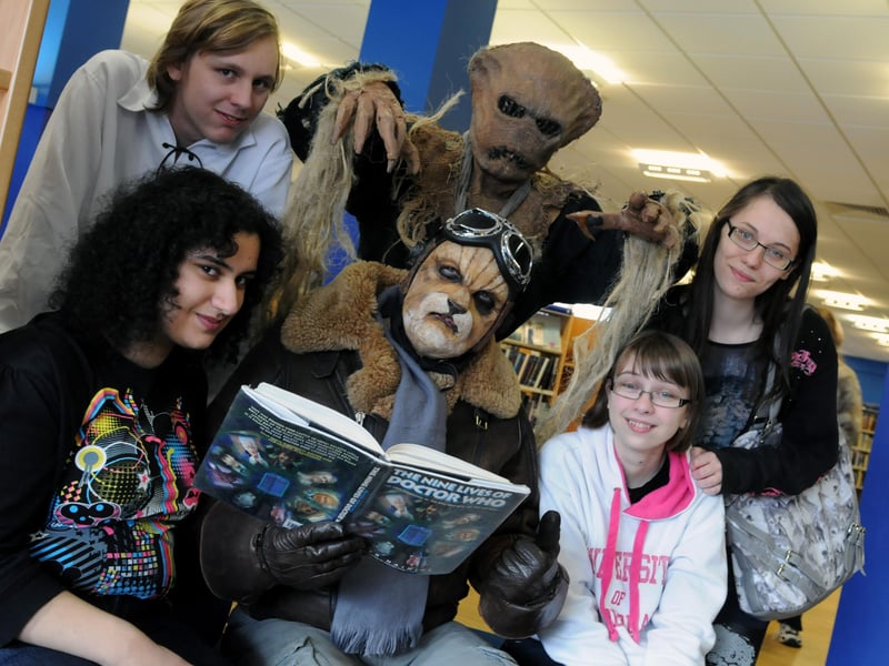 Central Library reading activists, Paria Rostami, Sean Harper, Shannon Hilliard and Bethany Clark, were pictured with Scarecrow and Brannigan during a Dr Who day in South Shields in February 2013.