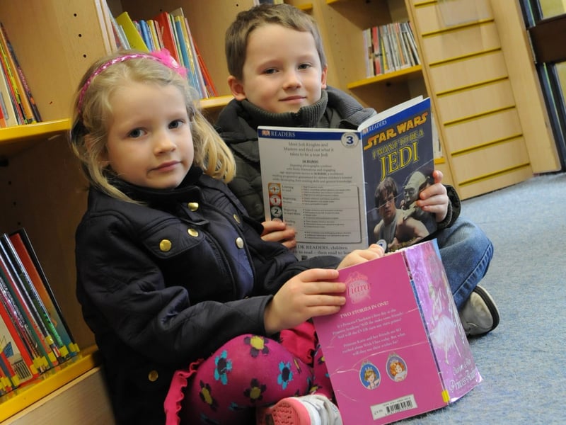 Isla and Dylan Bennett settled down for a spot of quiet reading at South Shields Library in 2013, on the day Dr Who characters paid a visit.