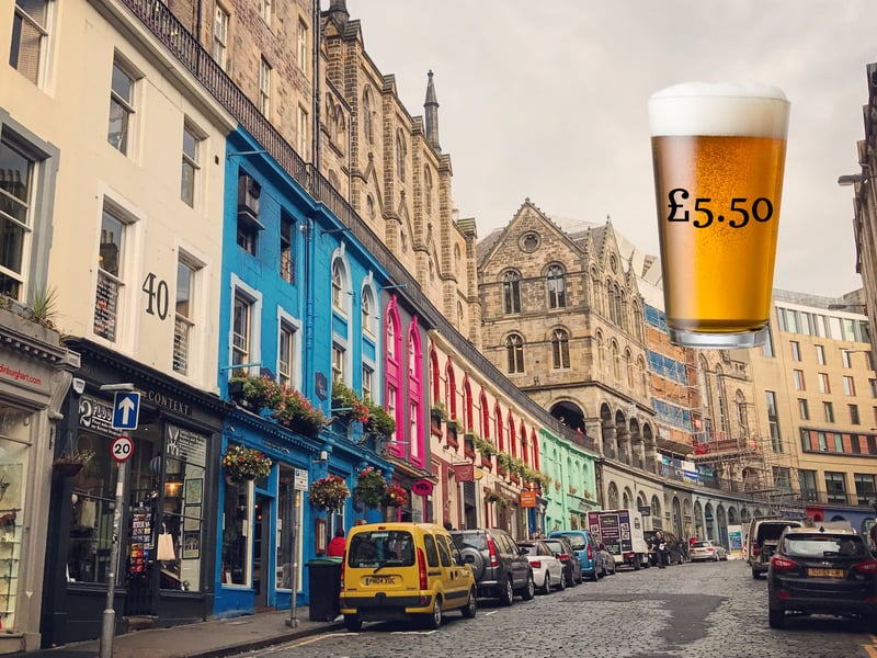 It'll probably not surprise anybody to discover that the most expensive average pint price in Scotland is in Edinburgh - a hefty £5.50. Expect that to rise even further in August when the festivals arrive.