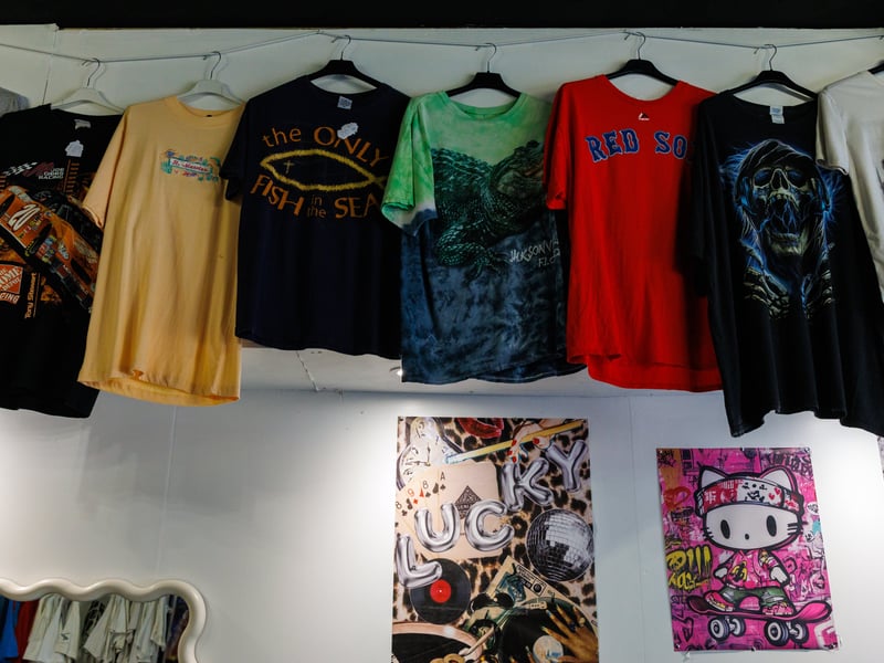 There is a number of t-shirts on sale from American sports to 90s tie dye.