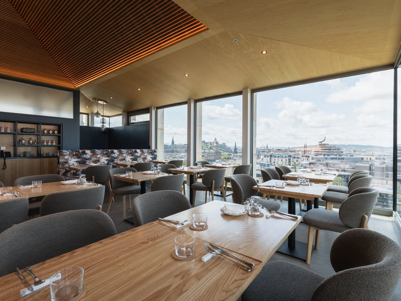 Cafe Calton offers stunning views and modern decor in the main cafe building.