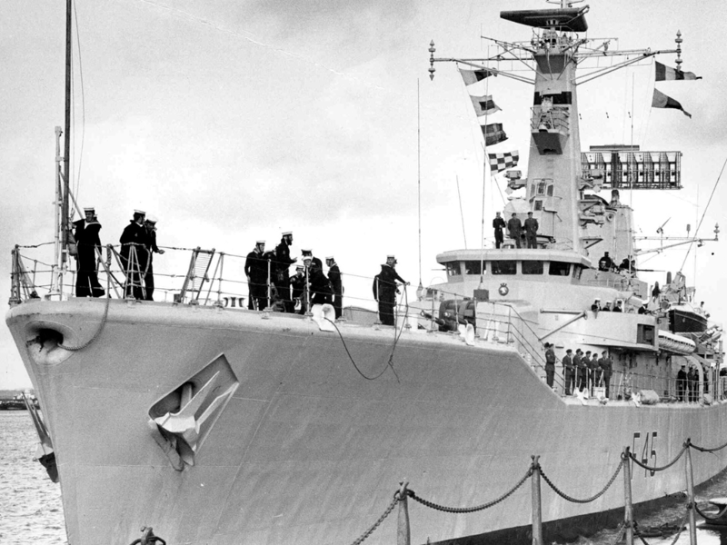HMS Minerva, a Leander-class frigate from Portsmouth, joined the Task Force later and arrived May 26. Assigned escort duties, she performed air-warning and radar surveillance. On June 1, her radar spotted an Argentinian C‑130, directing Sea Harriers which ultimately downed the aircraft. Minerva completed her deployment unscathed and returned to Devonport, contributing to ongoing South Atlantic presence post-conflict.