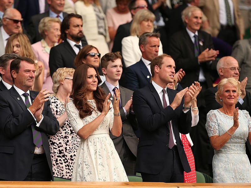 The then Duchess of Cambridge in a white Zimmerman dress