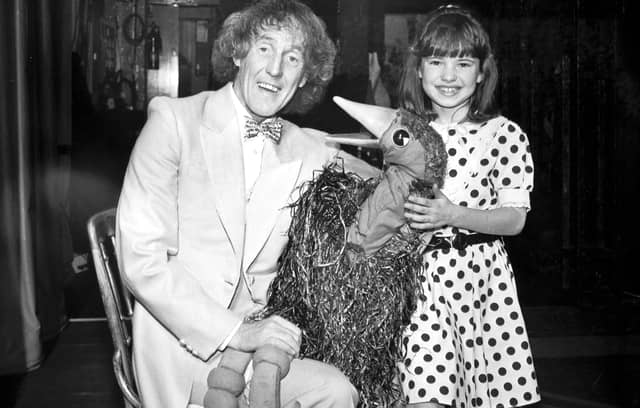 Eight-year-old Susan Bremner met Rod Hull & Emu backstage at the King's theatre in Edinburgh, March 1988