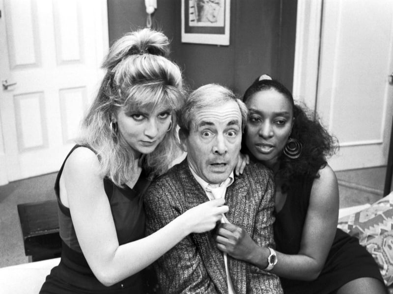 Amelia Johnson, Andrew Sachs and Shalima Boners were appearing in the farce 'No Sex Please, We're British' at the King's theatre Edinbugh, June 1988.