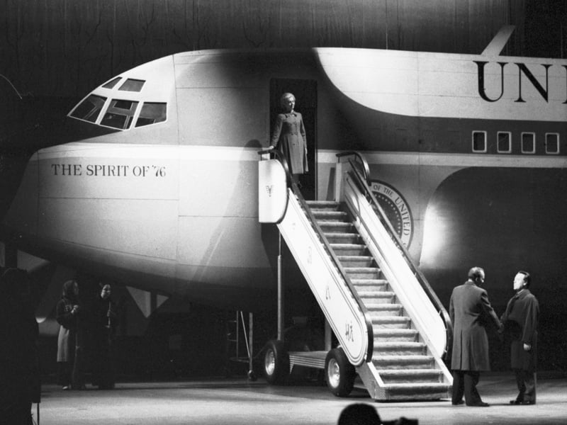'Nixon in China' by the Houston Grand Opera Company was performed at the Playhouse during the 1988 Edinburgh Festival. Here, President Richard Nixon, played by James Maddelena, and First Lady Pat Nixon, played by Carolann Page, land in Peking.