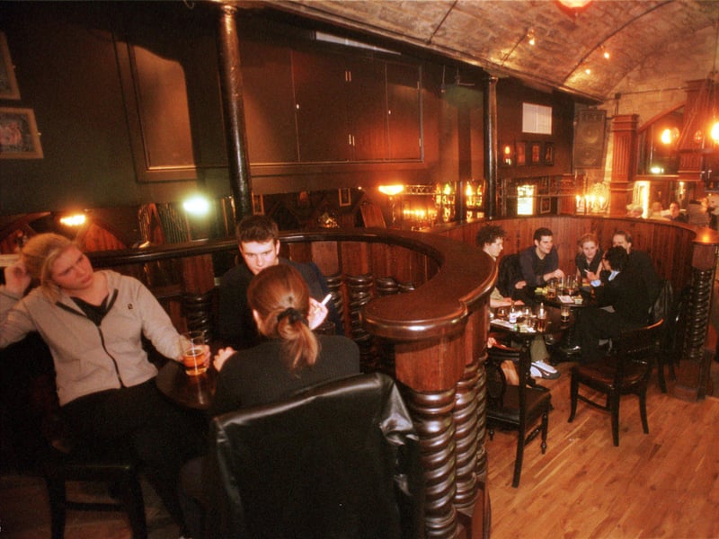 Inside the Three Sisters bar on the Cowgate, Edinburgh, in April 1999