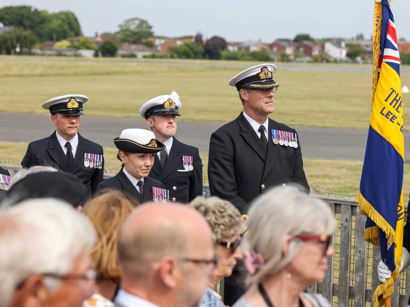 Vice Admiral Duncan Potts CB RN (Rtd), President of the Royal Naval Association, unveiled the Daedalus Commemorative Stone at Solent Airport's public viewing area. The stone stands as a tribute to the site's proud naval and aviation heritage.
Picture: Baz Sainsbury