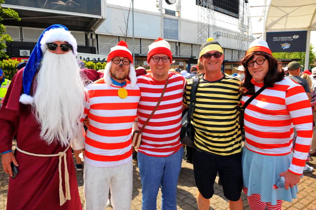 Characters at the Western Terrace at the first Test in Headingley.