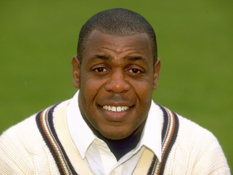 Cricket legend David “Syd” Lawrence died at 61 following a battle with motor neurone disease. He was the first British-born black cricketer to play for England. He is pictured in 1998. Photo: Getty Images