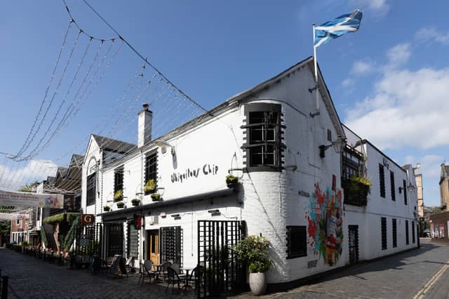 The exterior of the Ubiquitous Chip on Ashton Lane, where it moved to after five years on Ruthven Lane in the 1970s.