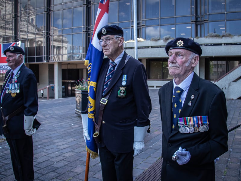 The Armed Forces Day Flag Raising ceremony at Guildhall Square in Portsmouth on June 23.