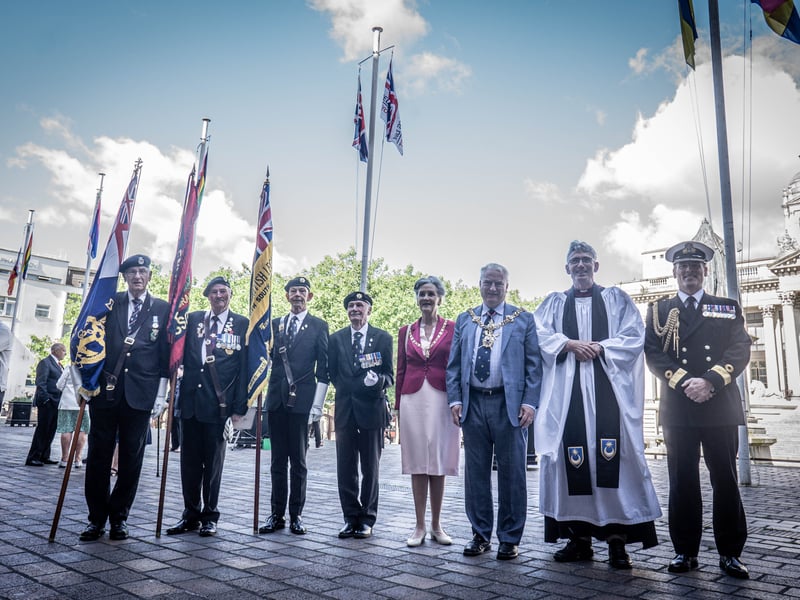The Armed Forces Day Flag Raising ceremony at Guildhall Square in Portsmouth on June 23.