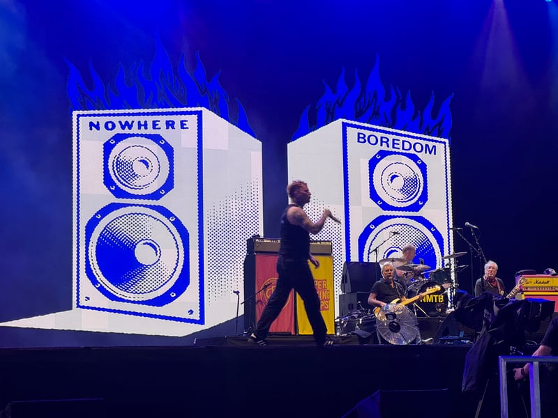 The band opened with Holidays in the Sun and closed with Anarchy in the UK.