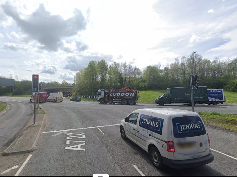 Junction at the eastern end of M8 under the bypass, seen from the exit from the shopping centre.
The Crashmap collision analysis website recorded 23 incidents between 2019 and 2023, one fatal and three serious (latest available data).
Bob Drummond: “The biggest issue is coming from the retail park - the left lane up to the Calder roundabout is not traffic-light controlled but people stop when they see the traffic lights are red for the other three lanes. The second lane goes to the bypass but many people go straight ahead towards the M8, driving into the third lane, not realising.”
Neil Greig: “What’s the point of a motorway between Glasgow and Edinburgh if it ends at a congested roundabout that can’t cope with peak flows?
“A full free-flow interchange for M8 traffic heading on to the bypass should have been provided years ago.”
Transport Scotland said no significant upgrade was planned.