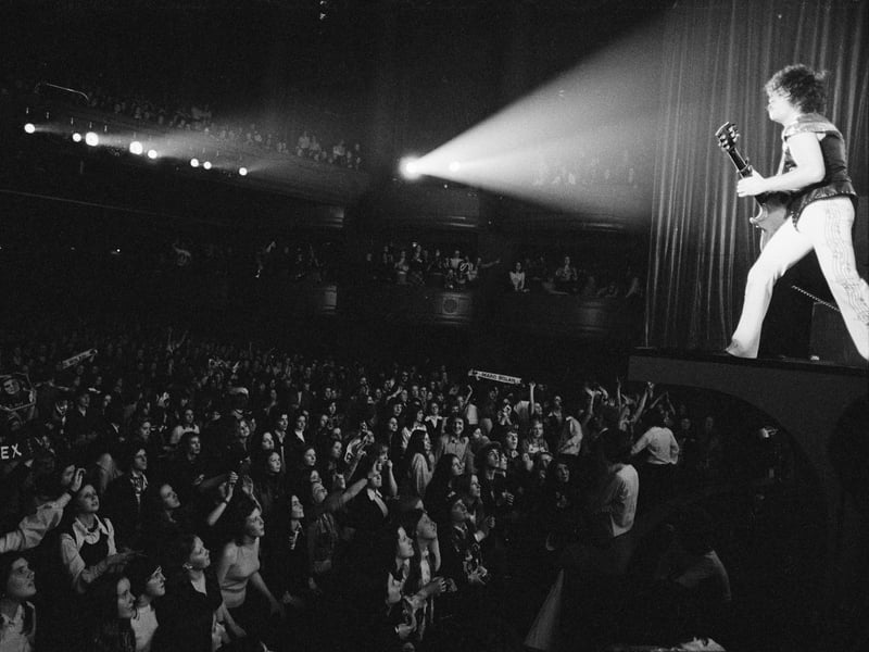 The Apollo was Glasgow's leading music venue for more than a decade, from 1973 until its closure in 1985. It was converted from the old Green's Playhouse cinema and hosted many famous acts, including T-Rex, pictured playing there in 1974.