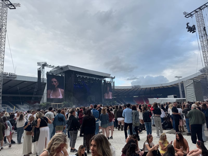 The audience arriving for the gig.