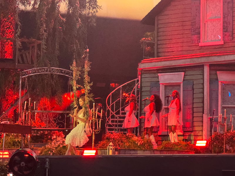 Lana Del Ray performed part of the set sitting on a swing.