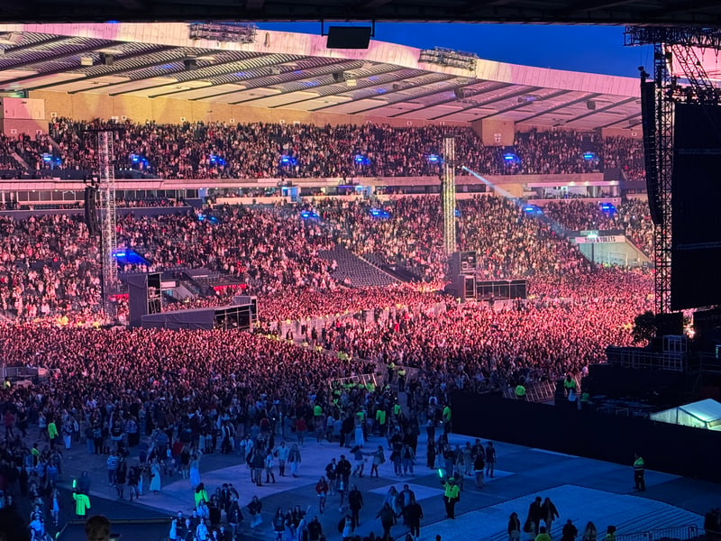 Fans start to make their way out of the stadium at the end of the show.