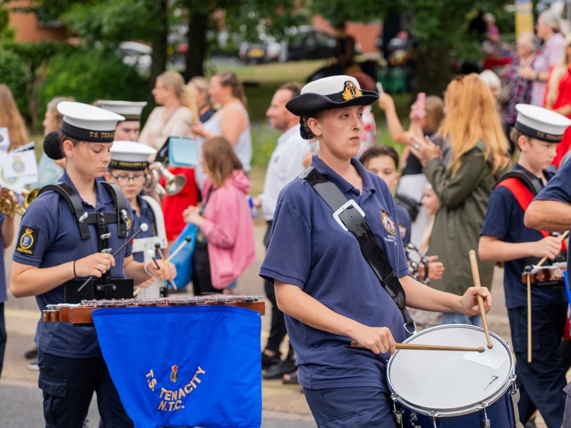 The TS Tenacity marching Band lead the street parade in Paulsgrove
Pictured by Alec Chapman