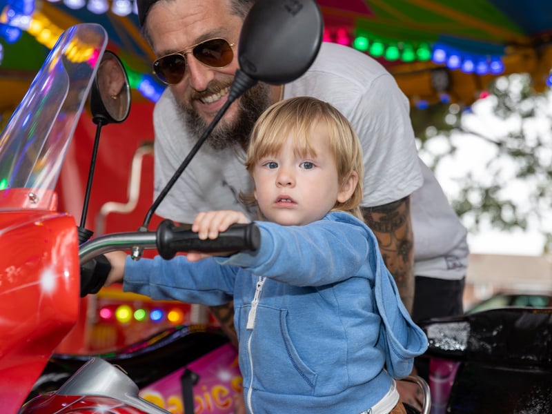 Otis Elkins-Letts, 1 enjoying the Spiderman motorbike
Photos by Alex Shute