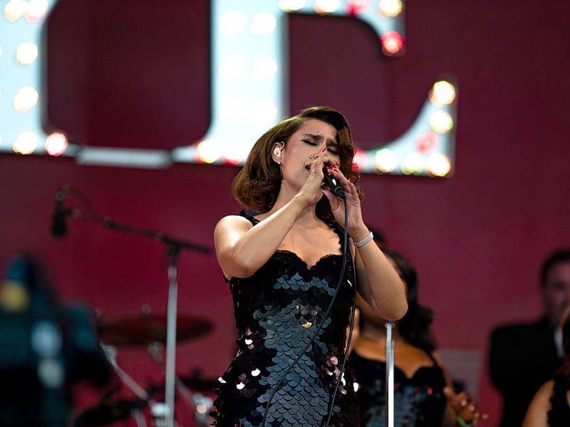 Brit Award-winner Raye was second on the bill to Neil Young on the Pyramid Stage on Saturday.