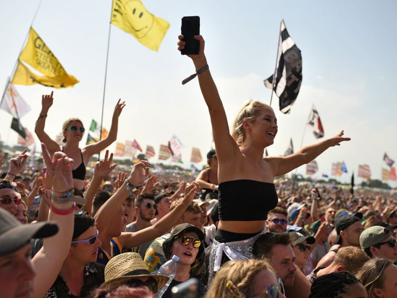 Festivalgoers enjoyed singing along with Capaldi in the sun.