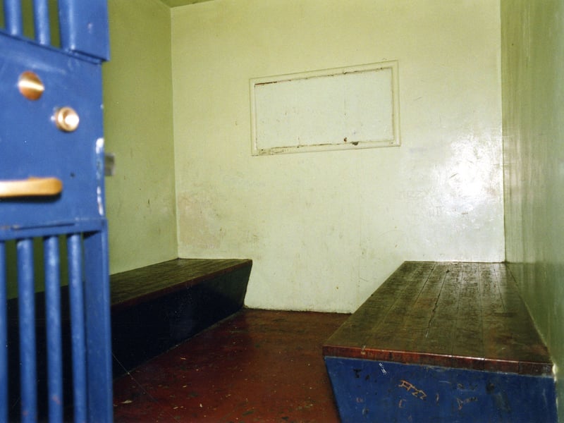A view into a prison cell.