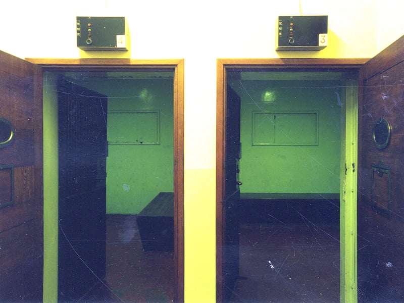 Cells, numbers 4, left and 3. In 1941 the Victorian cells were renovated at a cost of £8,000. Windows were fitted, tiled surfaces replaced lime washed walls and new toilet facilities were installed. Eleven additional cells were constructed and two more were enlarged. Cells number 4 was reserved as a juvenile detention room.