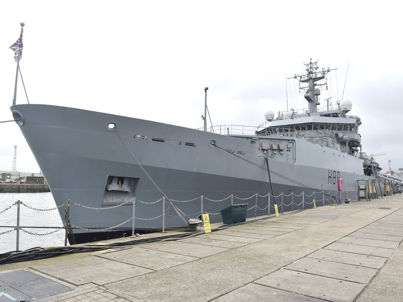 HMS Enterprise, an Echo-class survey vessel - hydrographic oceanographic (SVHO), was decommissioned at Portsmouth Naval Base on march 30, 2023.