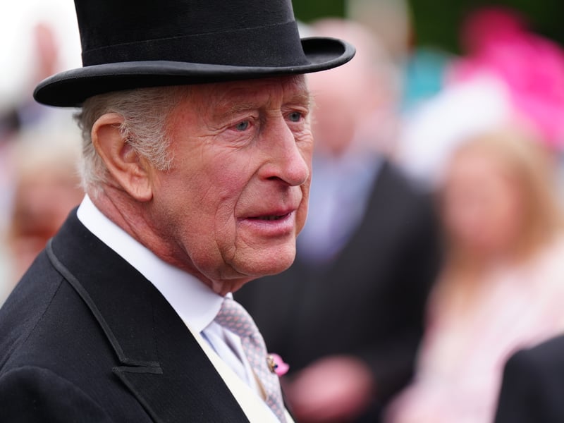 King Charles III during the Sovereign's Garden Party at the Palace of Holyroodhouse in Edinburgh. The party is part of the King's trip to Scotland for Holyrood Week.