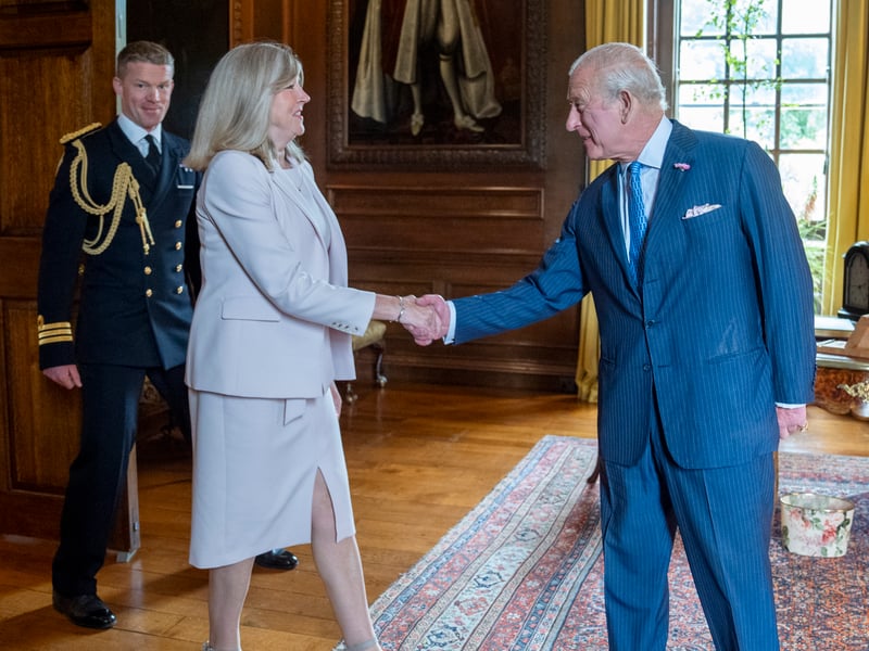 King Charles III holds an audience with Presiding Officer of the Scottish Parliament, Alison Johnstone, at the Palace of Holyroodhouse in Edinburgh.
