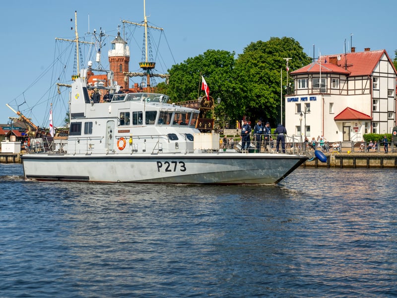 Royal Navy Archer Class P2000 patrol vessels HMS Pursuer (P273) arrives at the Port of Ustke to conduct interoperability training with Commander, Task Force 66 during Baltic Operations (BALTOPS) 2025, June 12, 2025.