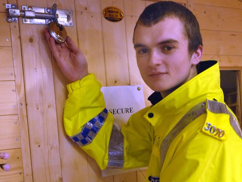 Taking you back to 2007 when PC Peter Baker was displaying locks on a shed in Commercial Road.