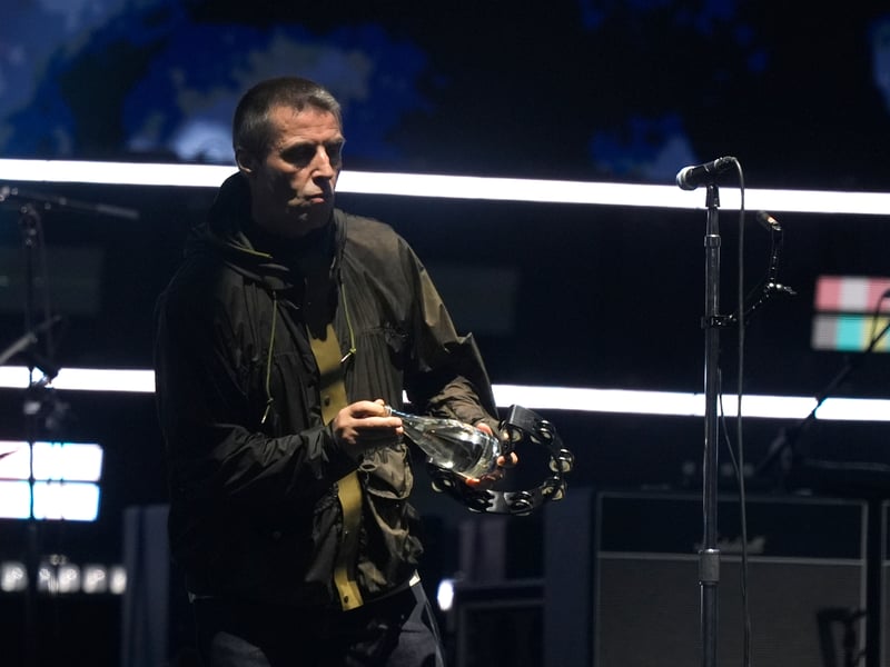Liam Gallagher as Oasis takes to the stage at the Principality Stadium, Cardiff, for the band's long-awaited reunion tour kicks off in Wales.