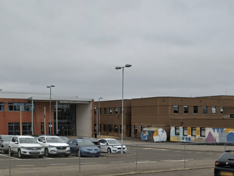 Mearns Castle is a state secondary school in Newton Mearns, East Renfrewshire - just out of Glasgow. Over the last five available years, it has an average place of about 6.6 in the top 25. 
In the 2022/23 school year, it was 3rd overall, with 80% of its students attaining five or more Highers.