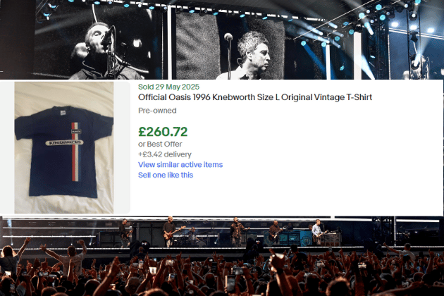 Commemorating the legendary concerts that solidified Oasis's place in history, this shirt is more than just merchandise – it's a memento from an unforgettable cultural event. In pre-owned condition, its authenticity and historical significance made it a highly sought-after item, selling for a strong £260.72. This is a must-have for those who witnessed, or wished they had witnessed, that iconic weekend.