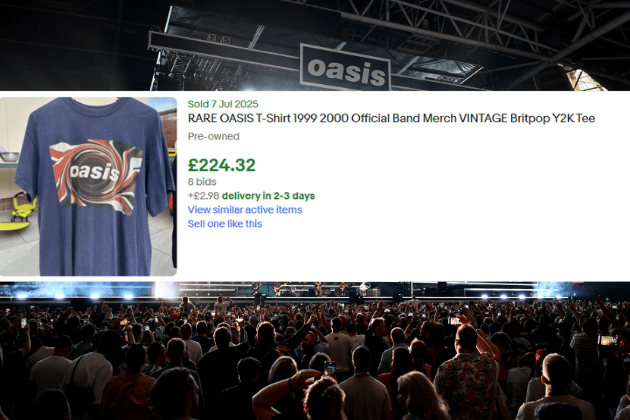 This vintage official band t-shirt, dating from the cusp of the millennium (1999-2000), features a striking, instantly recognizable design. It's a genuine piece of Britpop history, with its Y2K era aesthetic and pre-owned charm adding to its authenticity. This rare gem recently commanded a price of £224.32, underscoring its appeal to collectors of vintage music apparel.