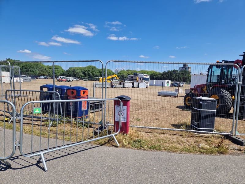 Castle Field is closed off while a new sailing village is created