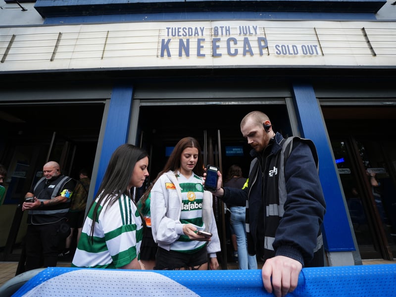 Fans arrive at Kneecap's O2 Academy gig in Glasgow.