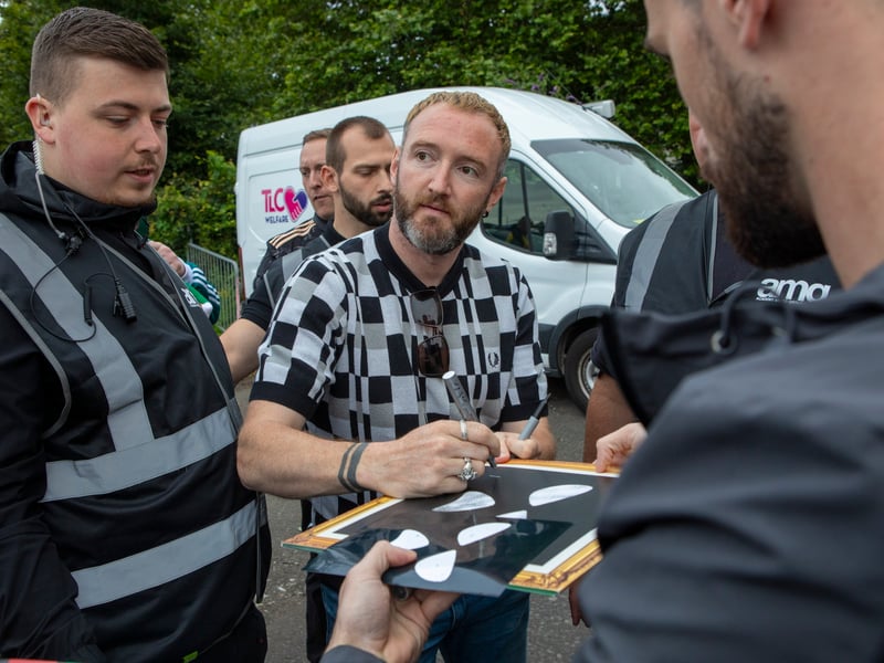 DJ Próvaí (JJ Ó Dochartaigh) meets fans outside Kneecap's Glasgow gig.