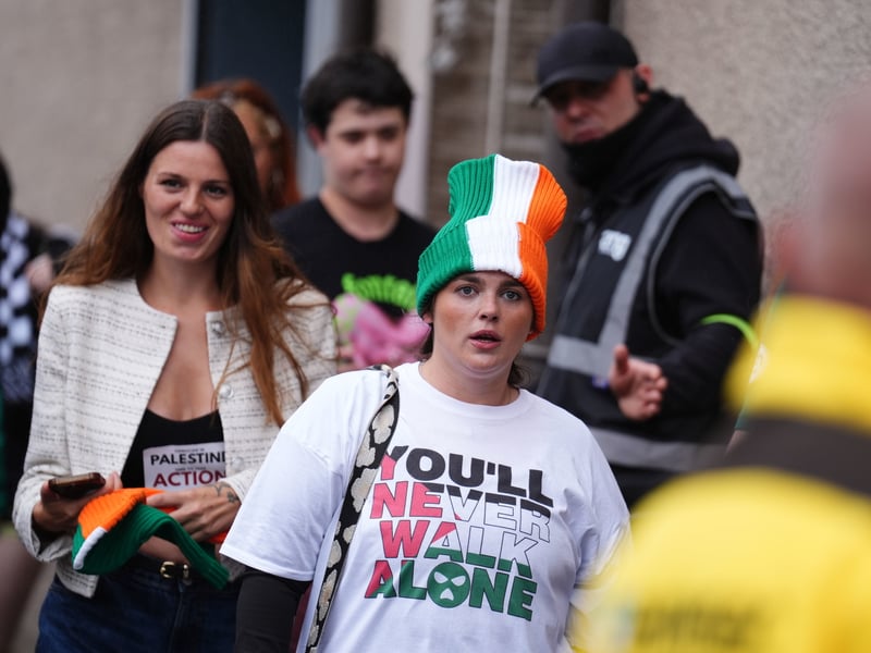 Fans arrive at the Kneecap gig at the O2 Academy in Glasgow.