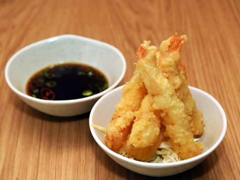 Prawn Tempura with temura dipping sauce.