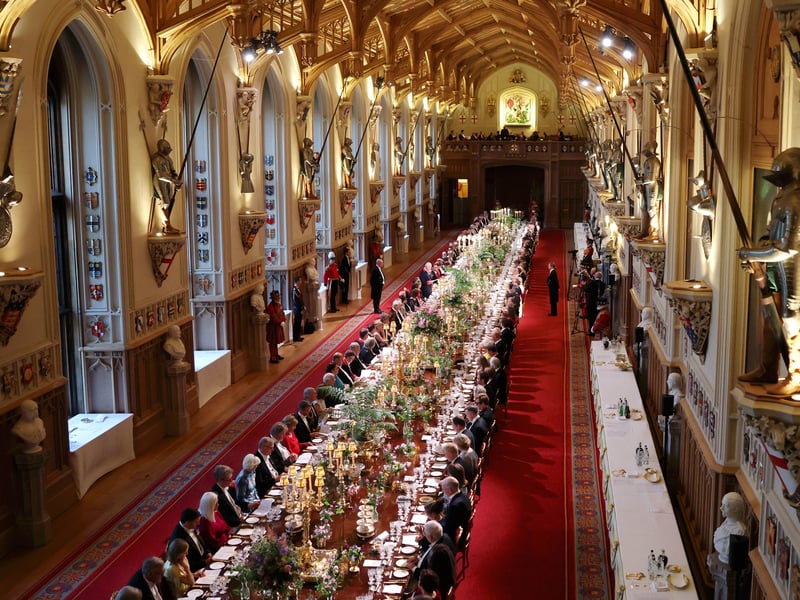 Around 160 guests at the banquet in St George's Hall, Windsor Castle