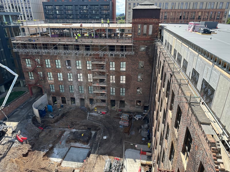 Since the decline of the industry, the building has had a mixed history – from becoming a hydroponic mushroom farm for a decade in the eighties to an artist’s studio for Liam Curtin, whose ceramic tiles are dotted around the Northern Quarter. 