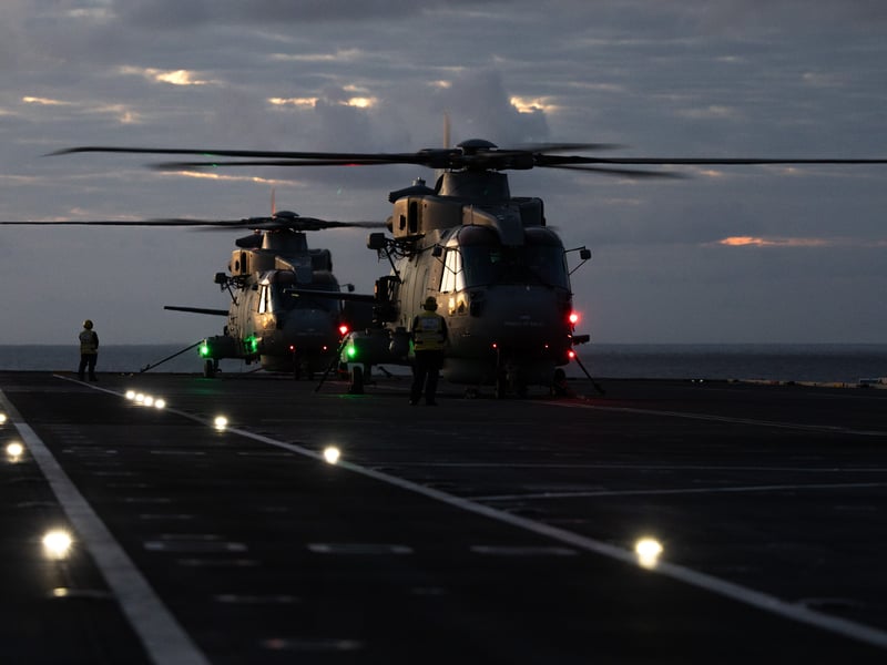 Pilots aboard HMS Prince of Wales conducted night-flying exercises, in the run up to Exercise Talisman Sabre.