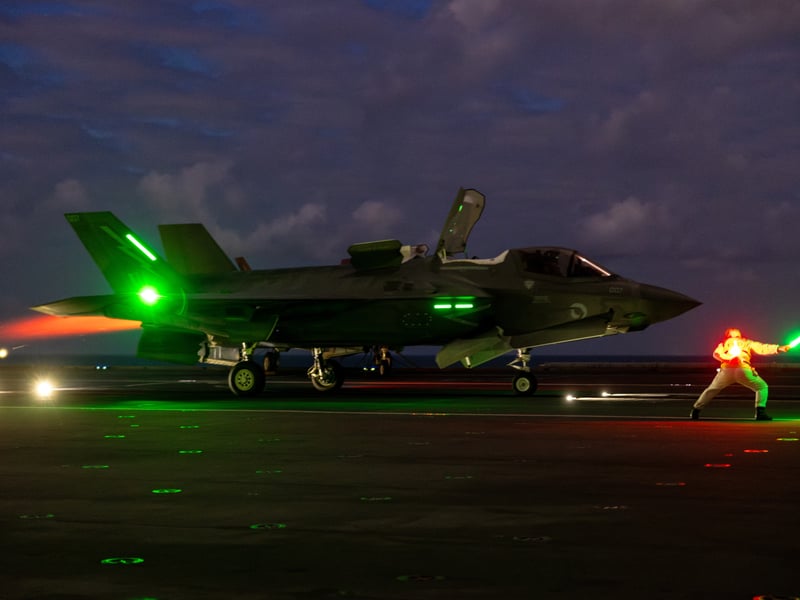 Pilots aboard HMS Prince of Wales conducted night-flying exercises with F-35B fighter jets, in the run up to Exercise Talisman Sabre.