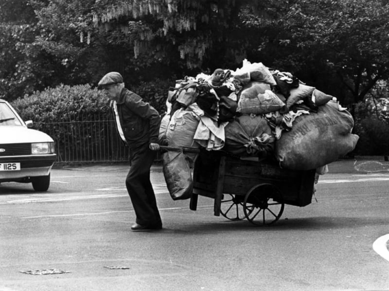 A rag and bone man on the streets of Sheffield in June 1981