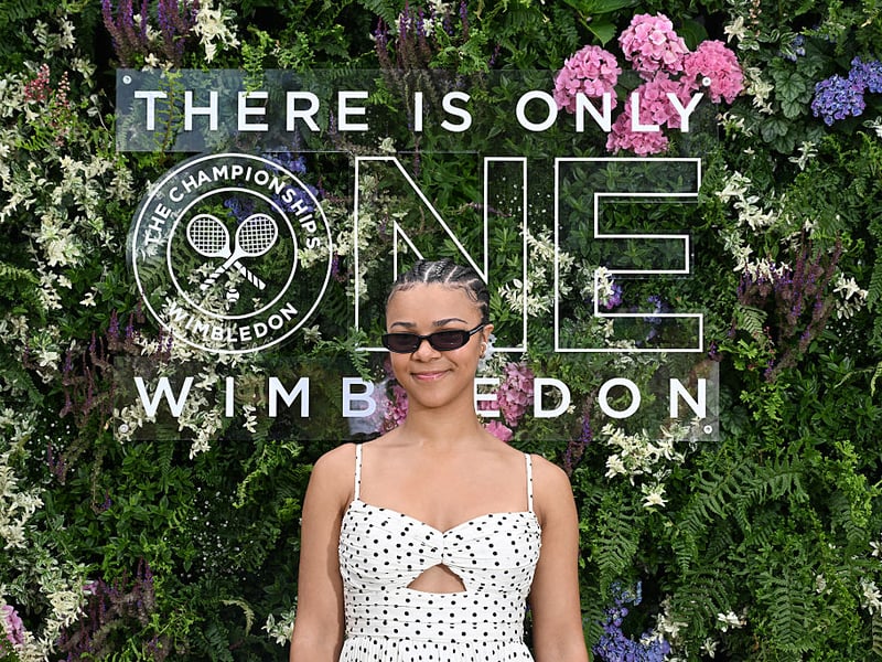 Sienna Miller looked very pretty in an Alessandra Rich dress on day nine of The Championships Wimbledon 2025